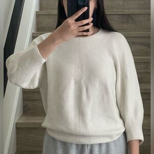 Uniqlo White 3D Knit Cotton Sweater